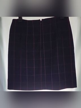 Loft Womens Navy With Red Pin StripedPlaid Pencil Lined Skirt Size 4